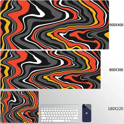 Blue Large Gaming Mouse Pad XXL Strata Liquid Deskmat Non-Slip Rubber Game Mouse Mat Computer Keyboard Mats Big Mausepad Gamer