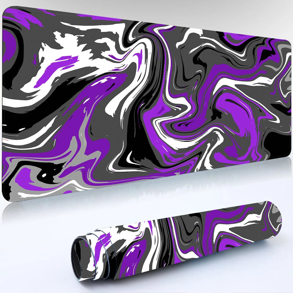 Blue Large Gaming Mouse Pad XXL Strata Liquid Deskmat Non-Slip Rubber Game Mouse Mat Computer Keyboard Mats Big Mausepad Gamer