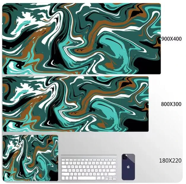 Blue Large Gaming Mouse Pad XXL Strata Liquid Deskmat Non-Slip Rubber Game Mouse Mat Computer Keyboard Mats Big Mausepad Gamer