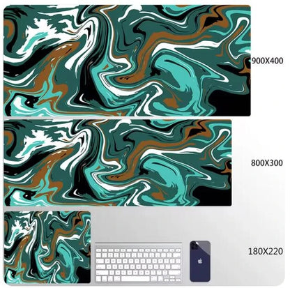 Blue Large Gaming Mouse Pad XXL Strata Liquid Deskmat Non-Slip Rubber Game Mouse Mat Computer Keyboard Mats Big Mausepad Gamer