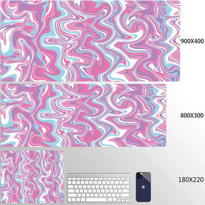 Blue Large Gaming Mouse Pad XXL Strata Liquid Deskmat Non-Slip Rubber Game Mouse Mat Computer Keyboard Mats Big Mausepad Gamer